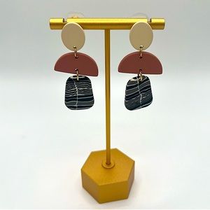 Zebra Print Tri-Color Trendy Earrings